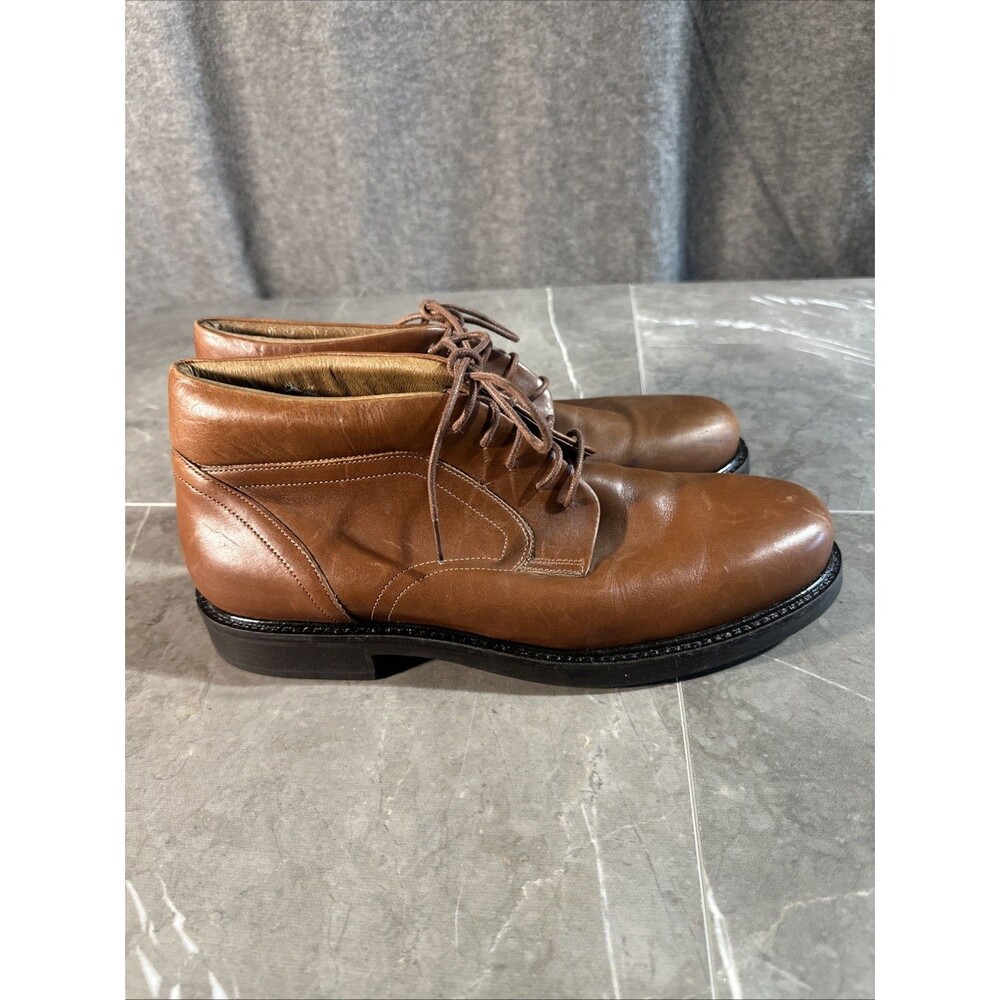 Vintage Johnston And Murphy Brown Leather Chukka Boots 11.5 Made In Italy B15